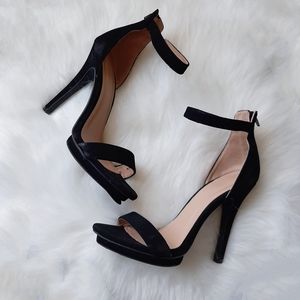 Black open toe platform heels